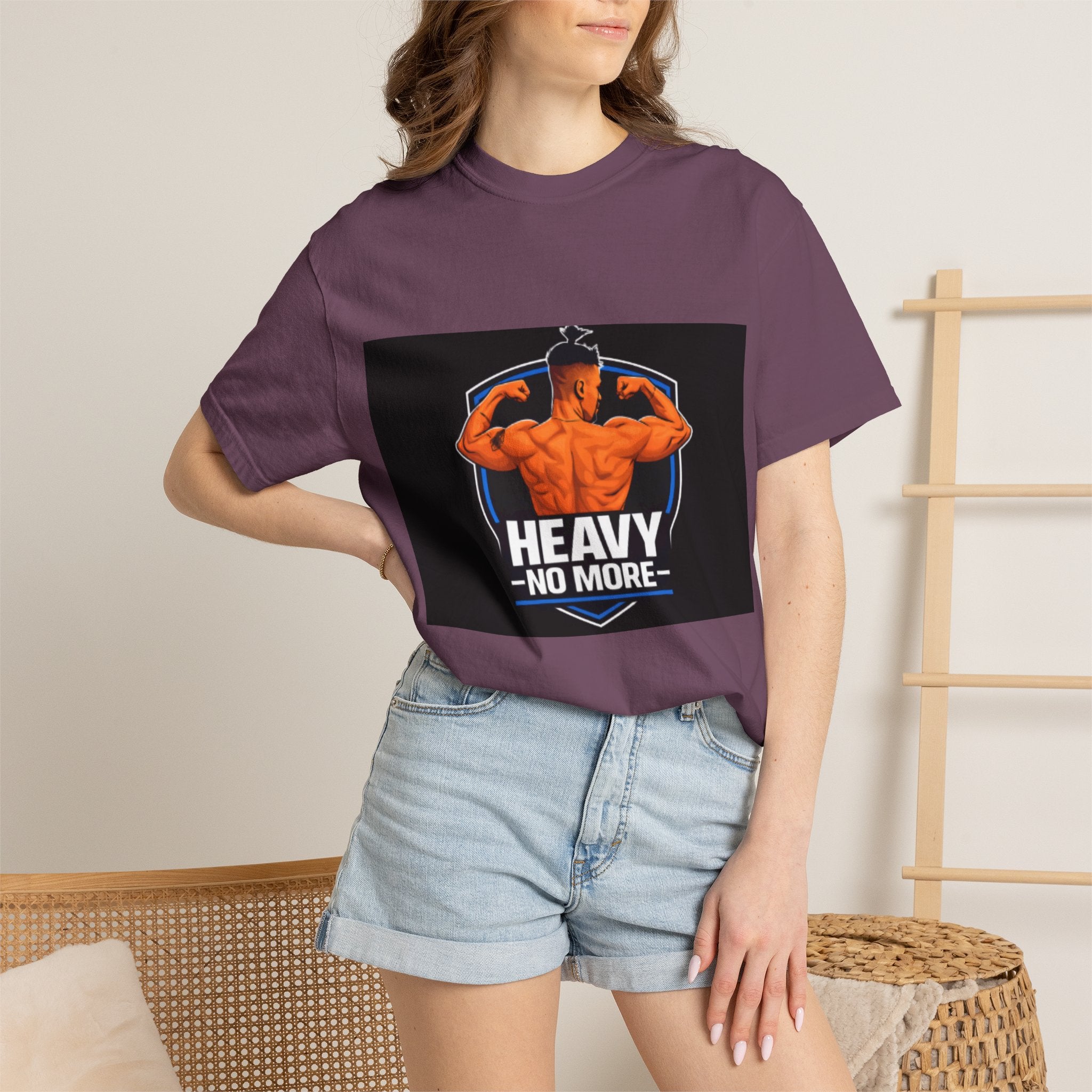 Heavy No More Fitness T-Shirt — Muscle Back Graphic Tee