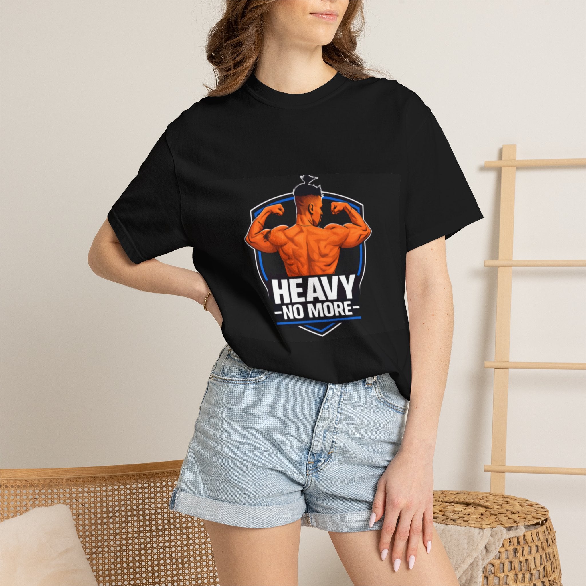Heavy No More Fitness T-Shirt — Muscle Back Graphic Tee