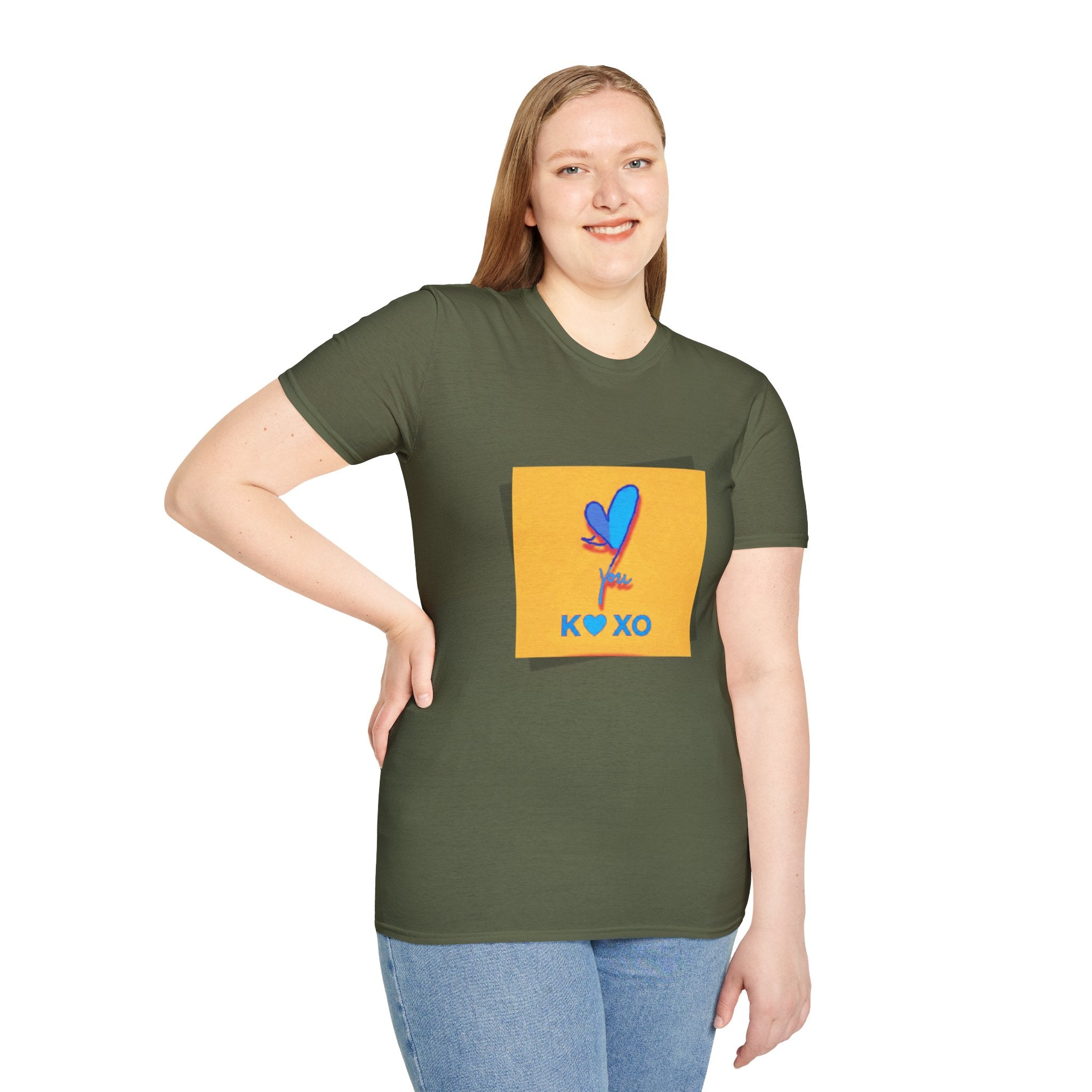Kiss & Hugs Heart Graphic T-Shirt — K O XO Colorblock Design