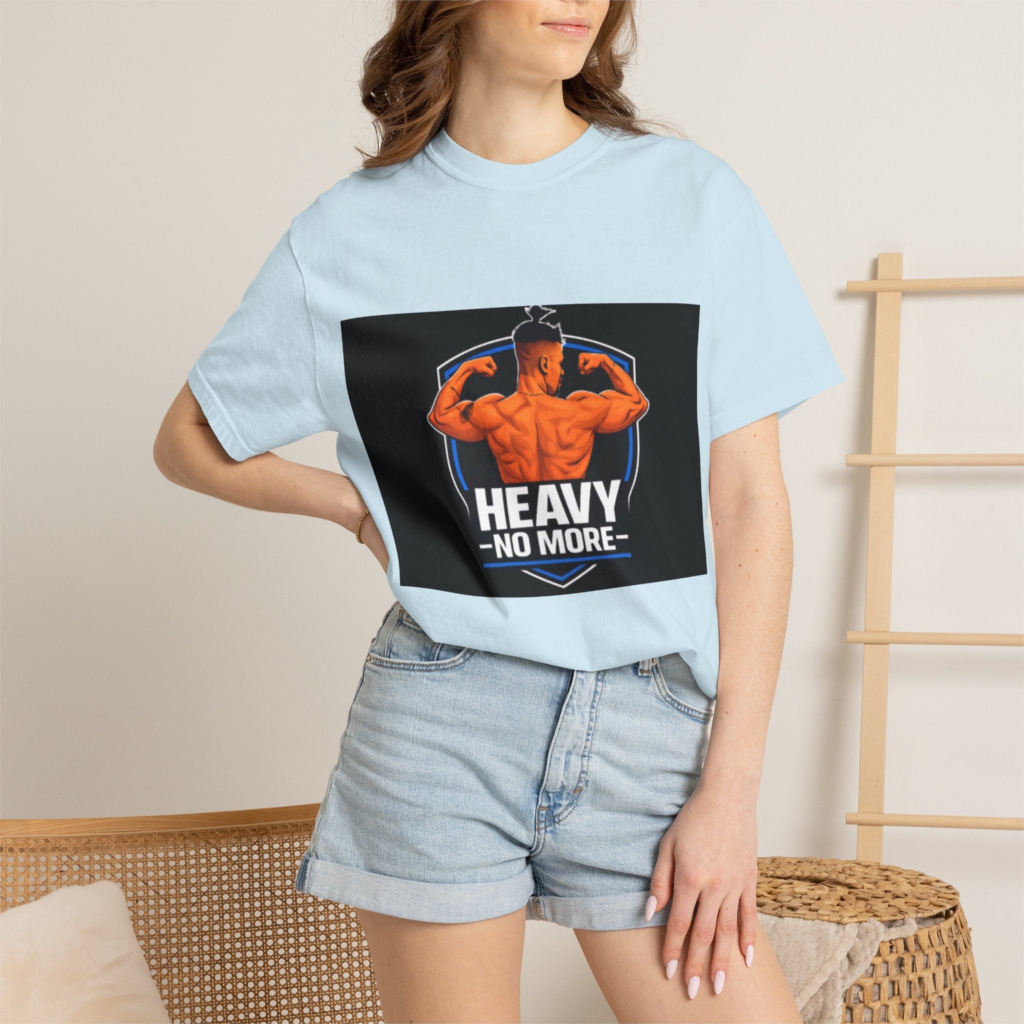 Heavy No More Fitness T-Shirt — Muscle Back Graphic Tee
