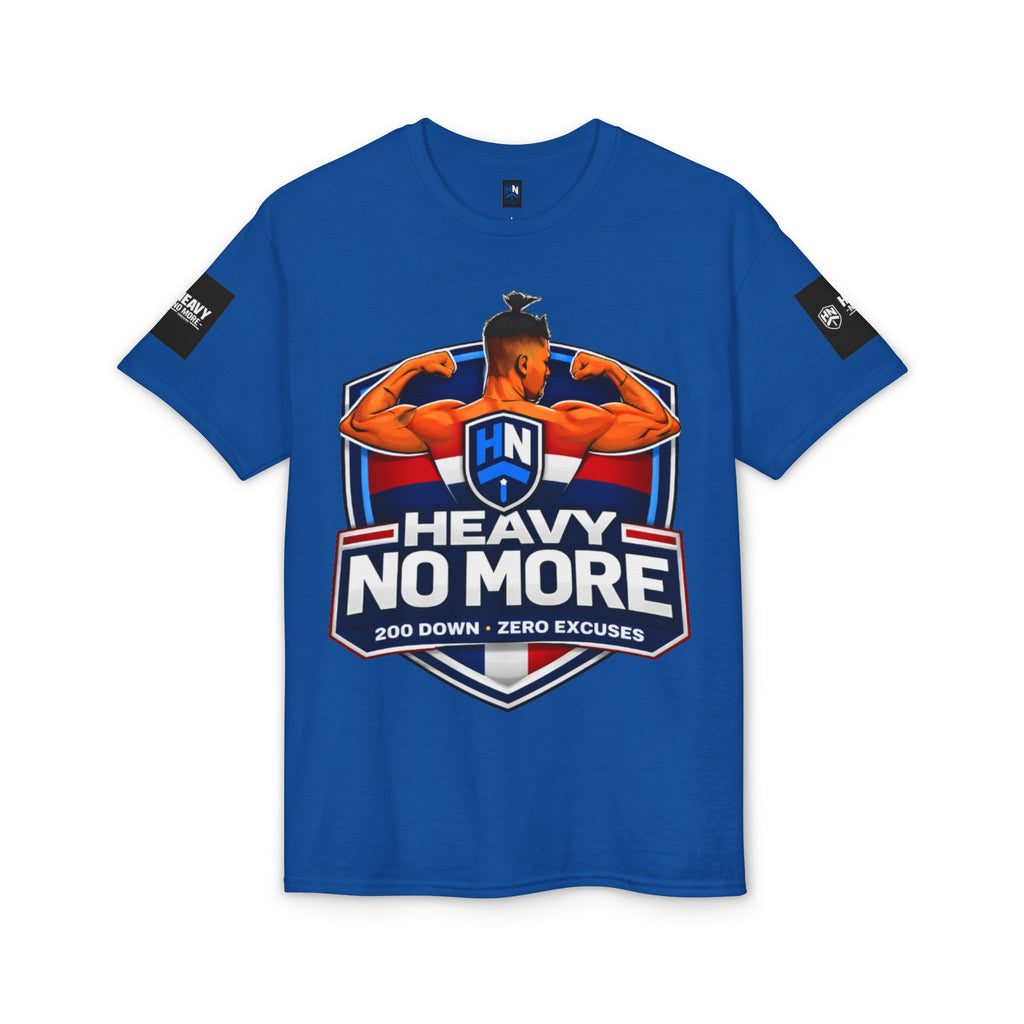 Heavy No More T-Shirt — '200 Down • Zero Excuses' Fitness Tee