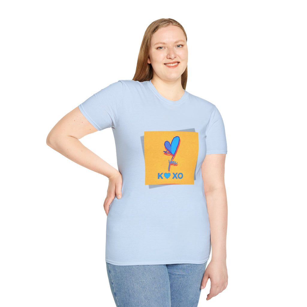 Kiss & Hugs Heart Graphic T-Shirt — K O XO Colorblock Design