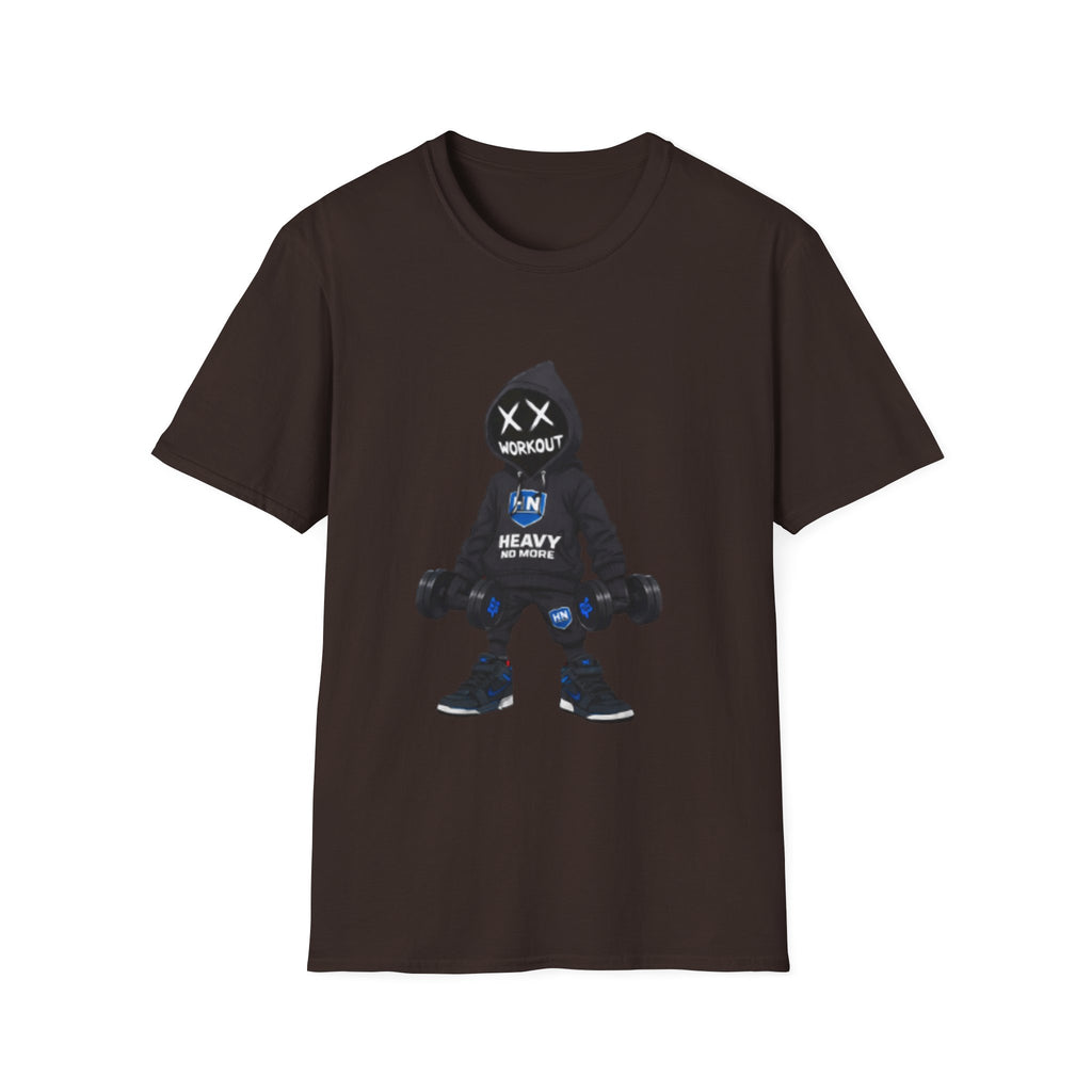 Workout Heavy Tee — Dumbbell Hooded Character Fitness T-Shirt