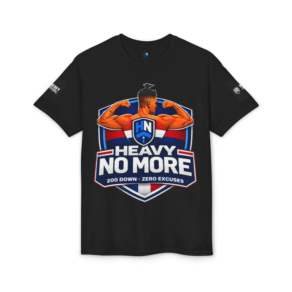 Heavy No More T-Shirt — '200 Down • Zero Excuses' Fitness Tee