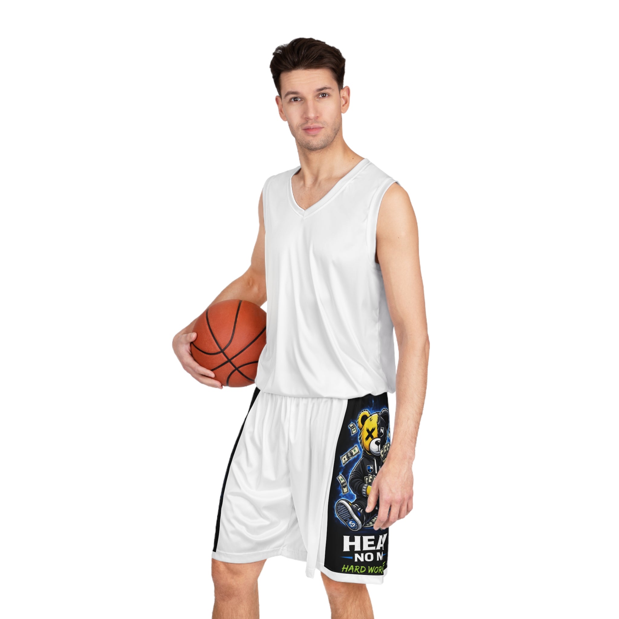 Basketball Shorts — 'Heavy Not More' Money Bear Graphic AOP Athletic Shorts