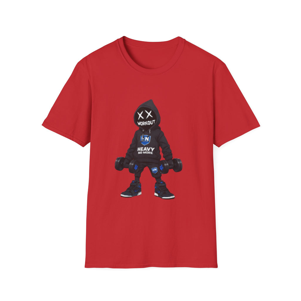 Workout Heavy Tee — Dumbbell Hooded Character Fitness T-Shirt