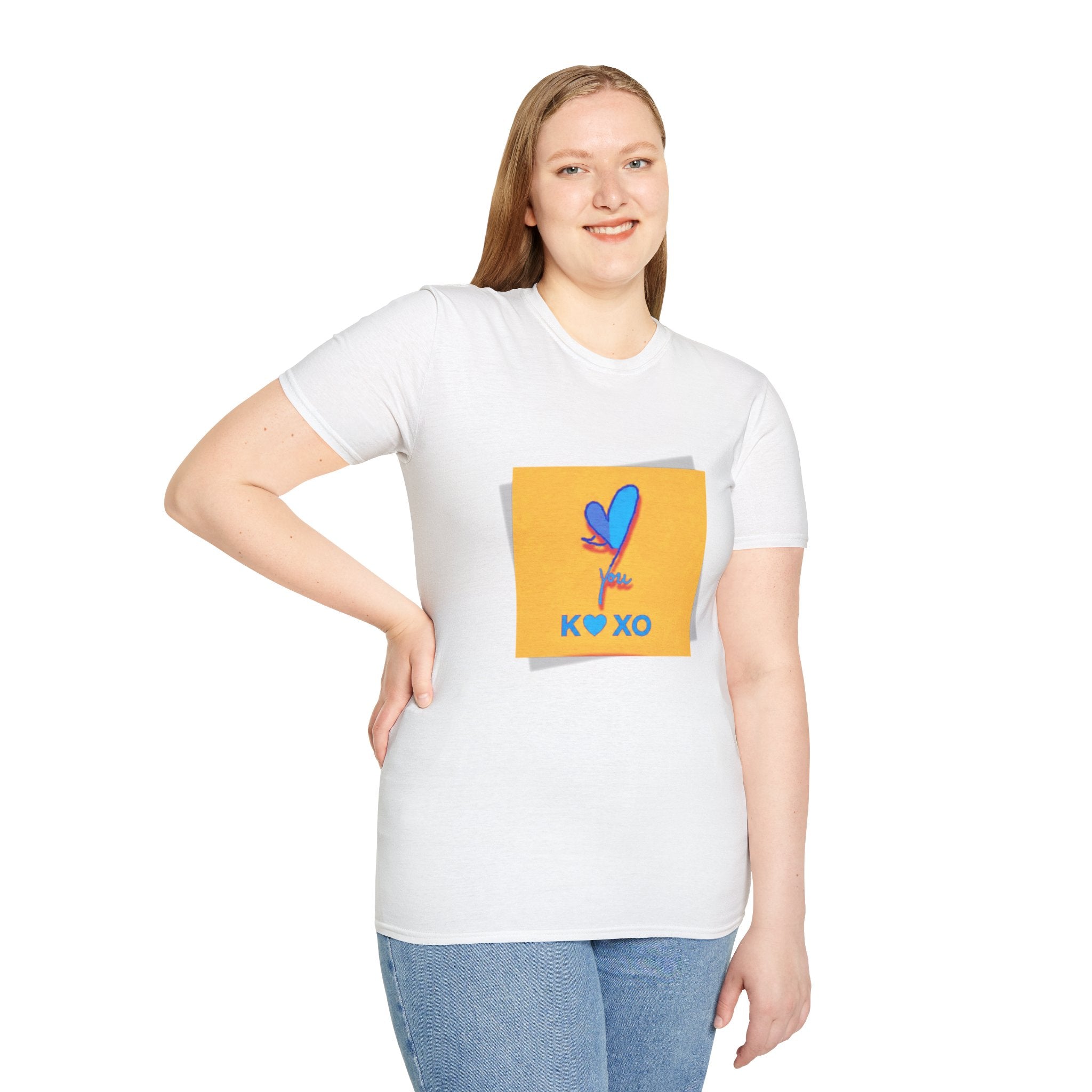 Kiss & Hugs Heart Graphic T-Shirt — K O XO Colorblock Design