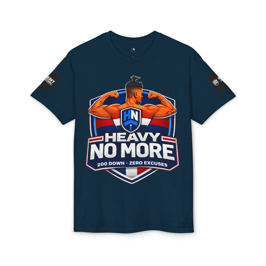 Heavy No More T-Shirt — '200 Down • Zero Excuses' Fitness Tee