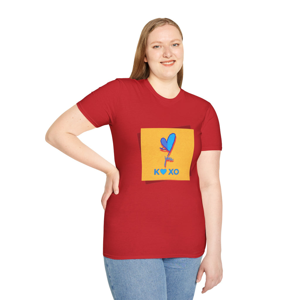 Kiss & Hugs Heart Graphic T-Shirt — K O XO Colorblock Design