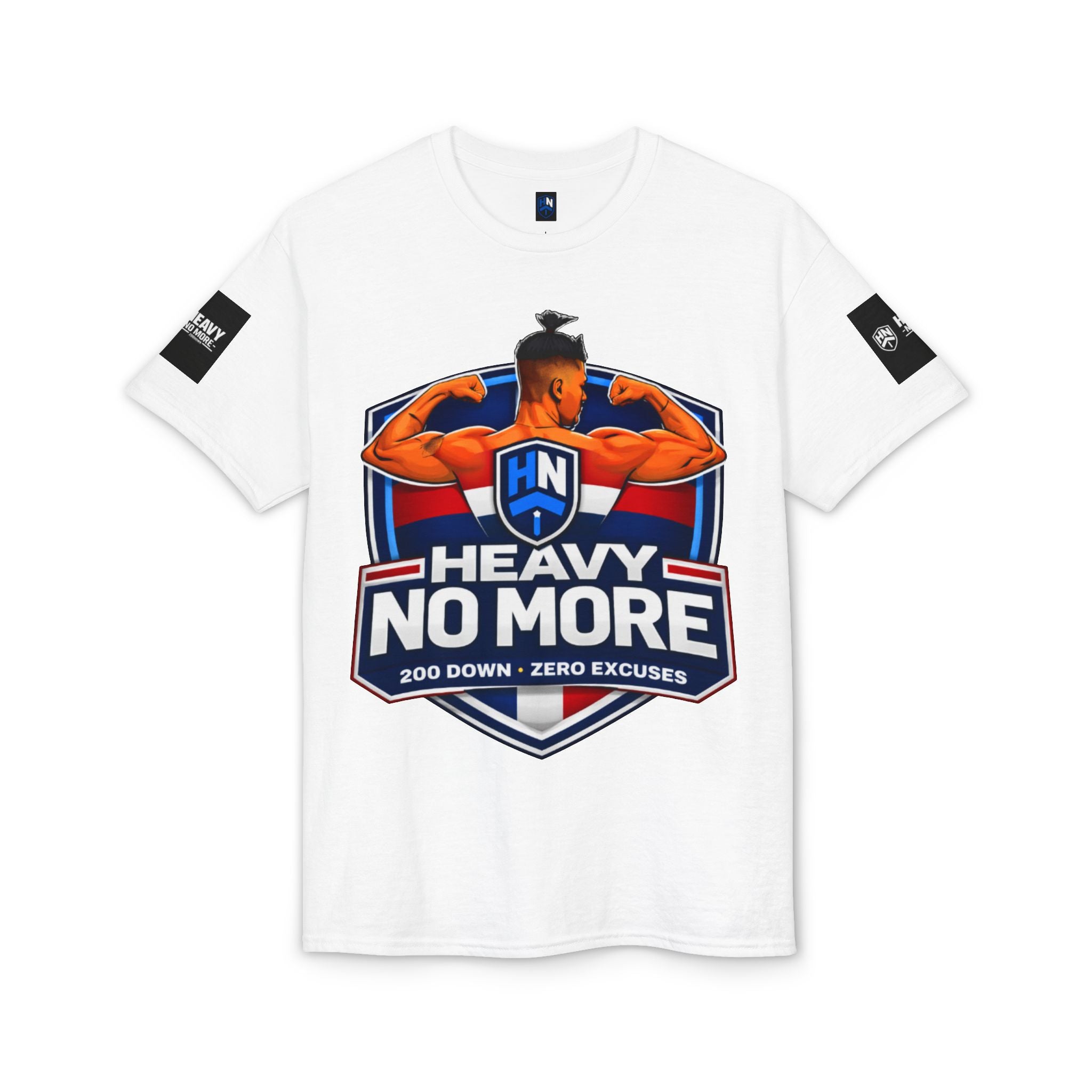 Heavy No More T-Shirt — '200 Down • Zero Excuses' Fitness Tee