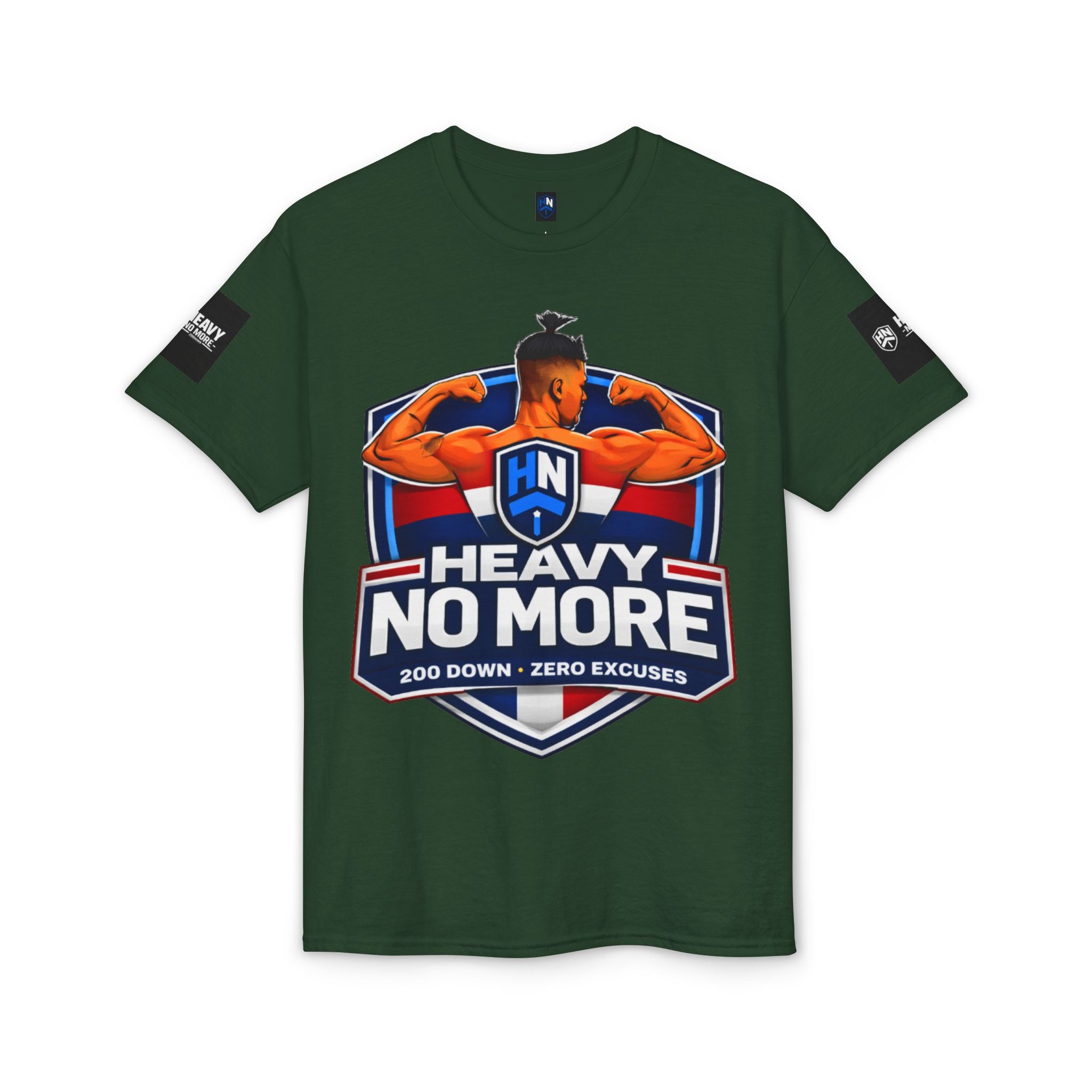 Heavy No More T-Shirt — '200 Down • Zero Excuses' Fitness Tee