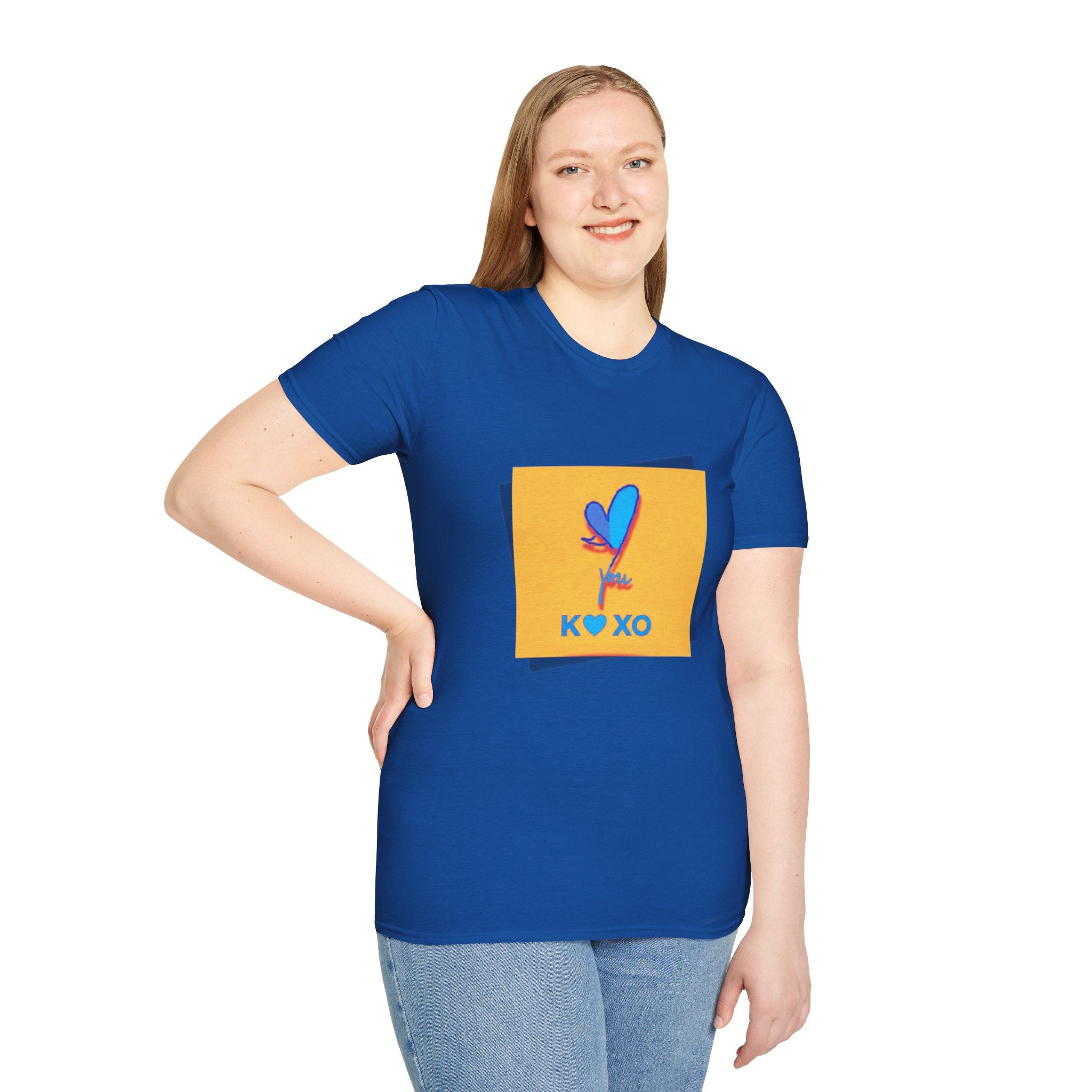 Kiss & Hugs Heart Graphic T-Shirt — K O XO Colorblock Design