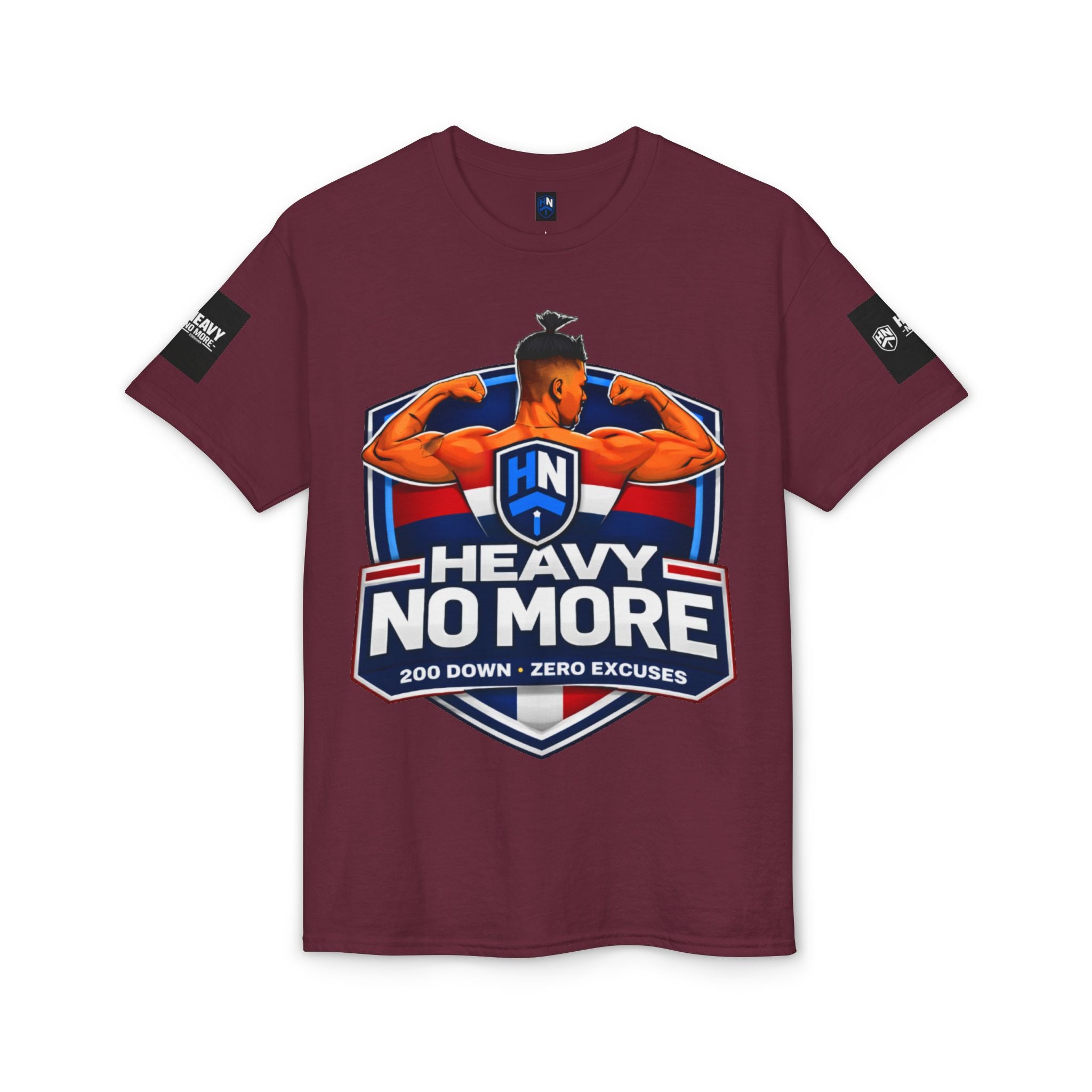 Heavy No More T-Shirt — '200 Down • Zero Excuses' Fitness Tee