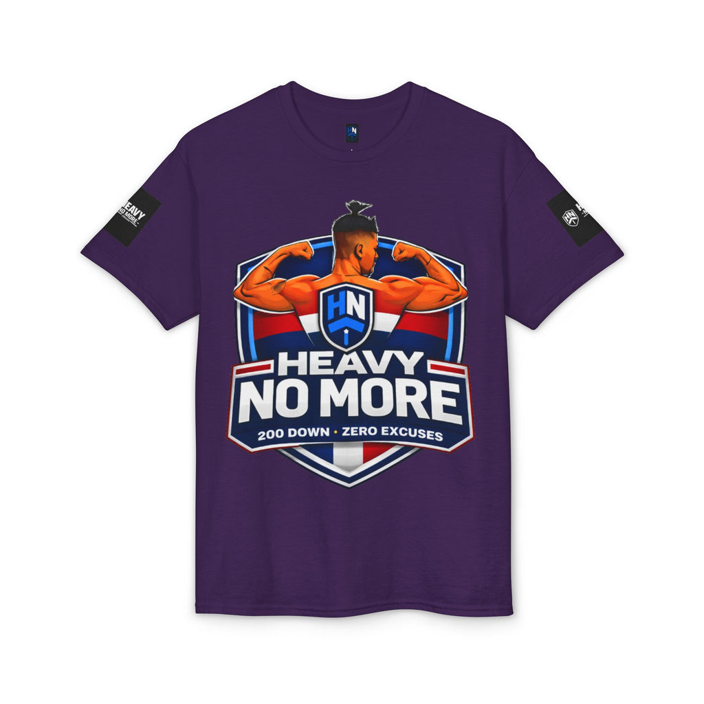 Heavy No More T-Shirt — '200 Down • Zero Excuses' Fitness Tee