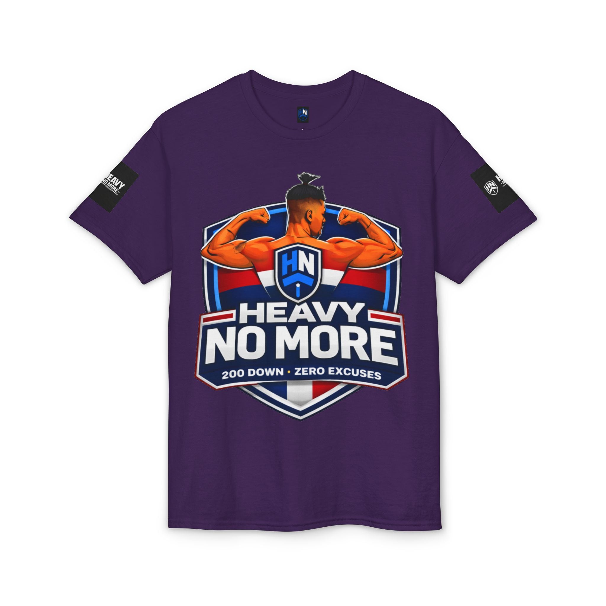 Heavy No More T-Shirt — '200 Down • Zero Excuses' Fitness Tee