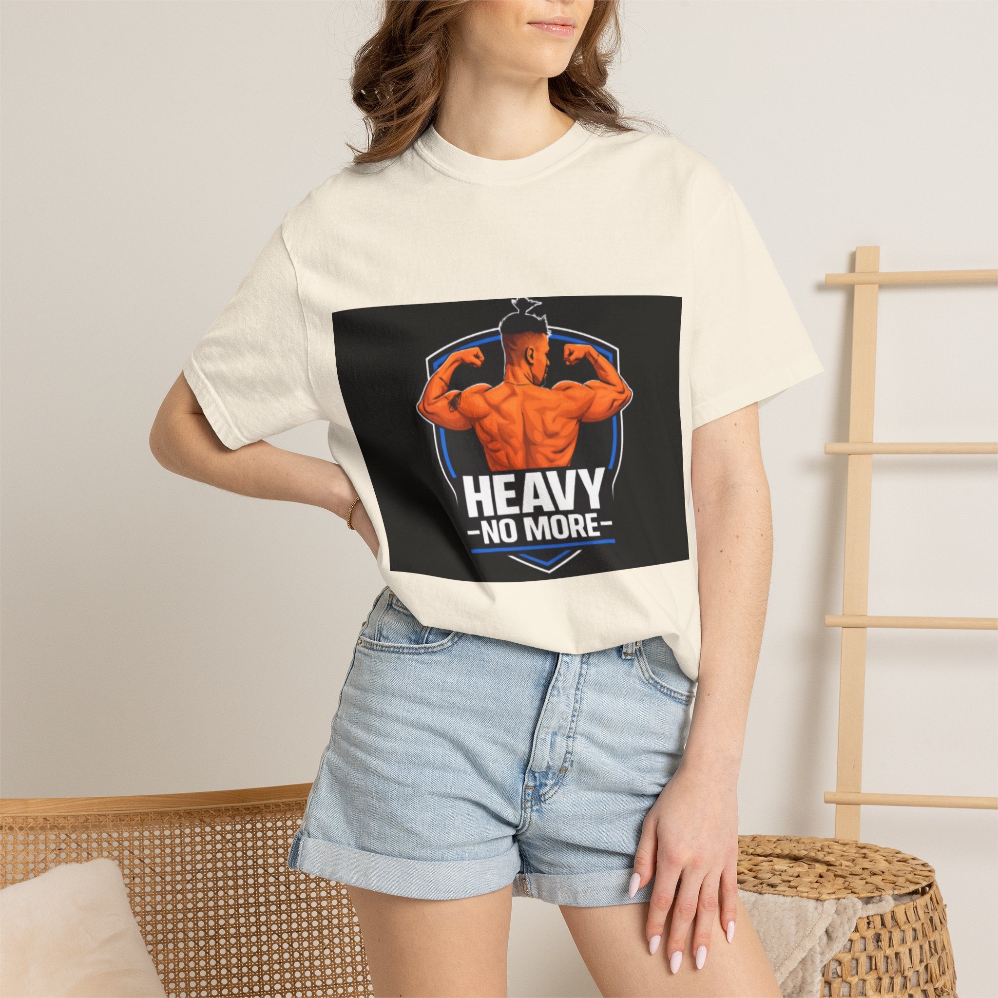 Heavy No More Fitness T-Shirt — Muscle Back Graphic Tee