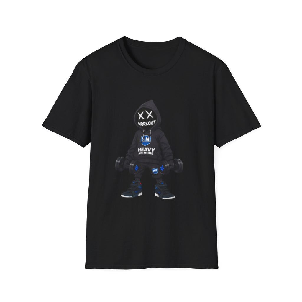 Workout Heavy Tee — Dumbbell Hooded Character Fitness T-Shirt