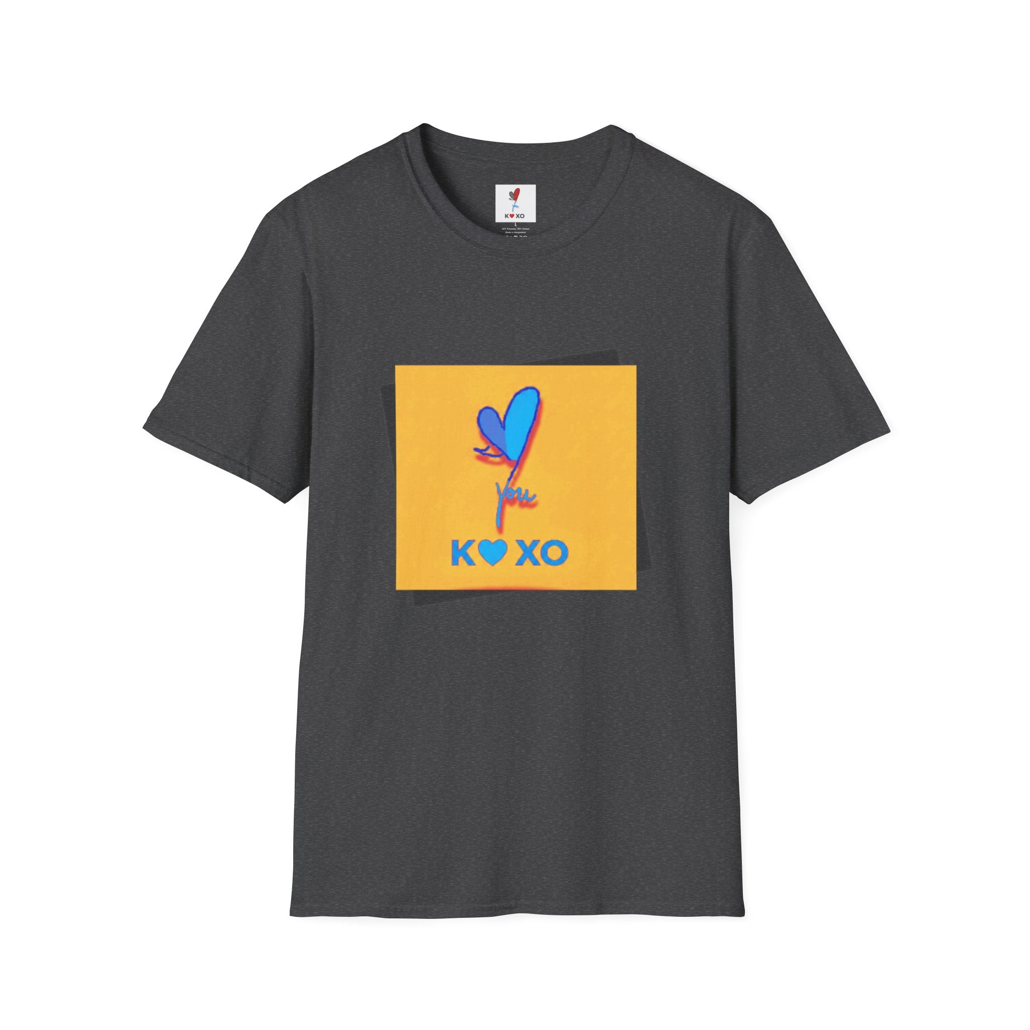 Kiss & Hugs Heart Graphic T-Shirt — K O XO Colorblock Design