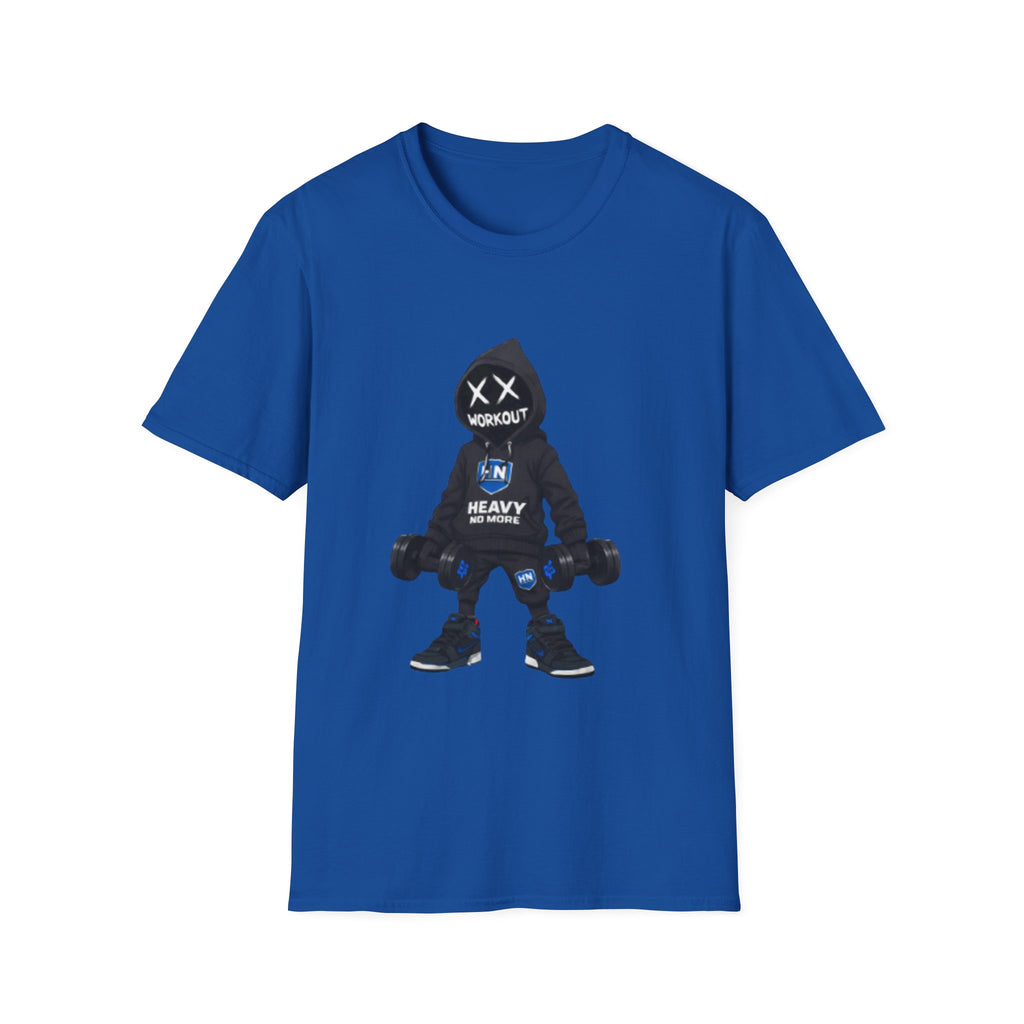 Workout Heavy Tee — Dumbbell Hooded Character Fitness T-Shirt