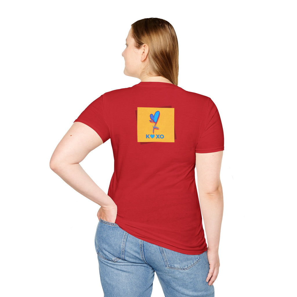 Kiss & Hugs Heart Graphic T-Shirt — K O XO Colorblock Design