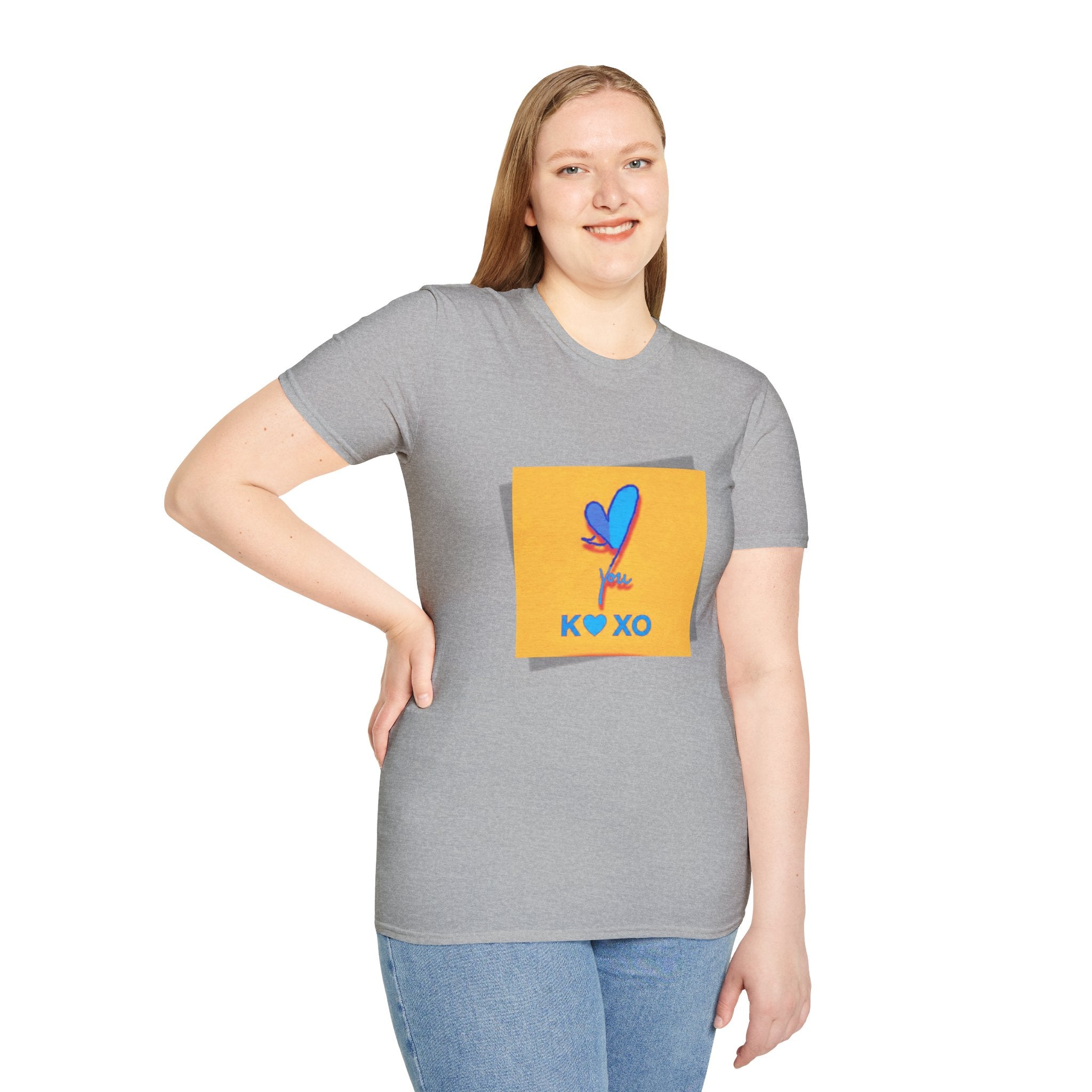 Kiss & Hugs Heart Graphic T-Shirt — K O XO Colorblock Design