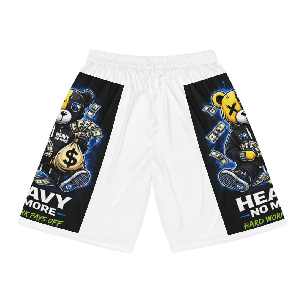 Basketball Shorts — 'Heavy Not More' Money Bear Graphic AOP Athletic Shorts