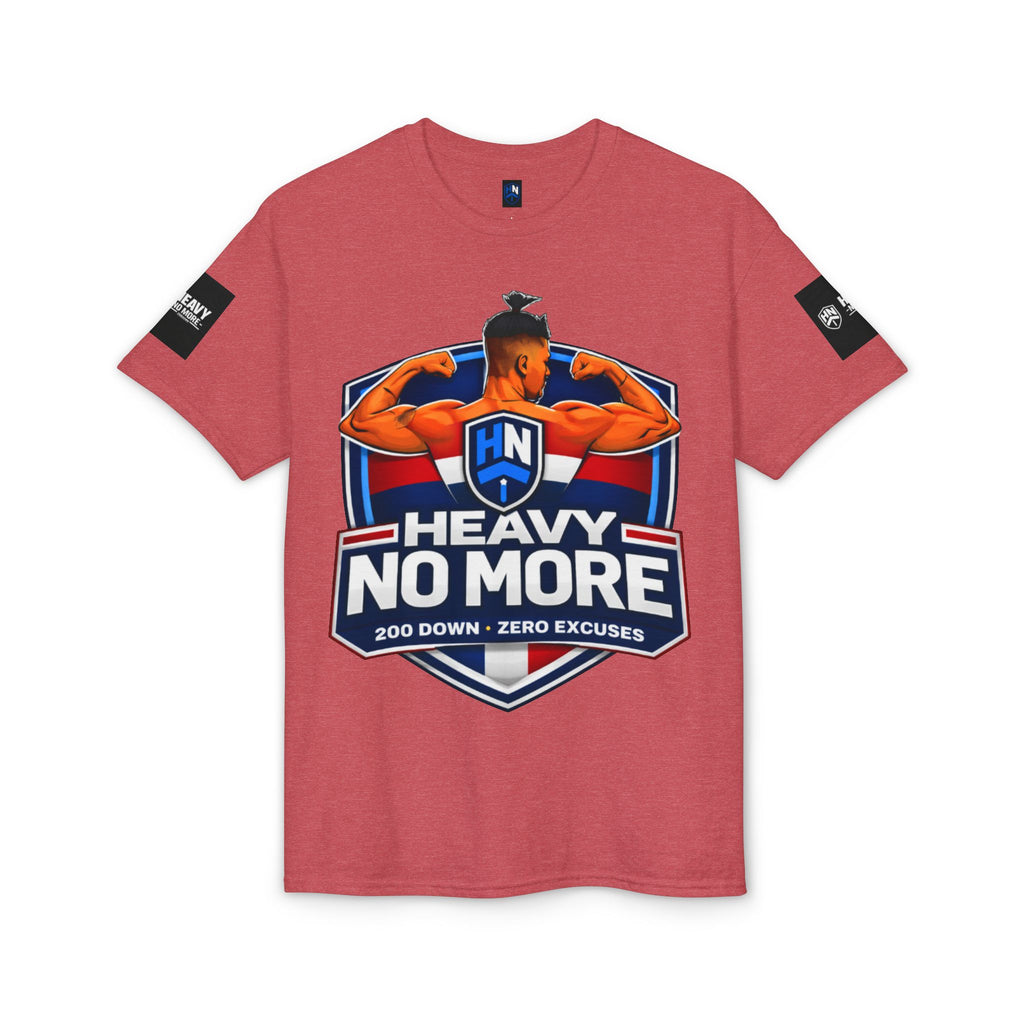 Heavy No More T-Shirt — '200 Down • Zero Excuses' Fitness Tee