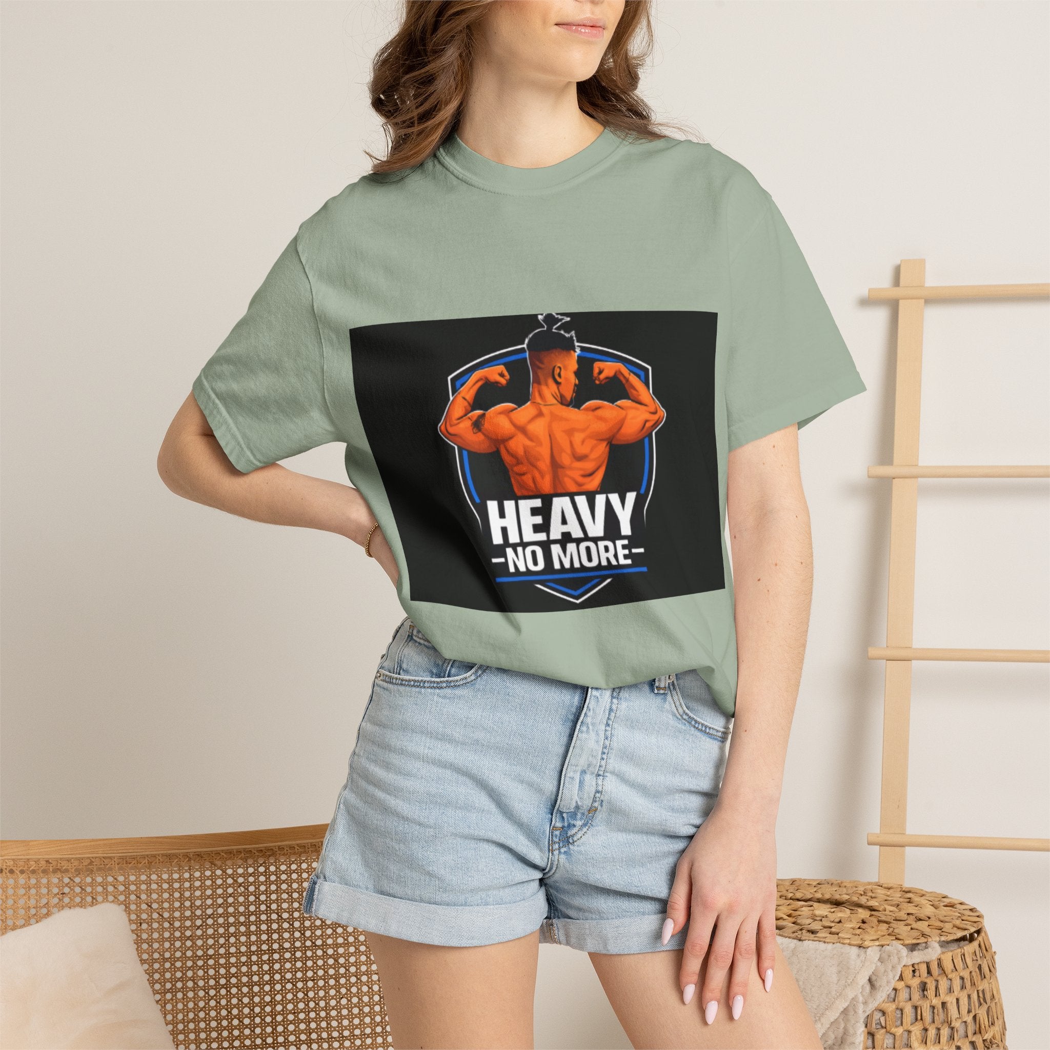 Heavy No More Fitness T-Shirt — Muscle Back Graphic Tee