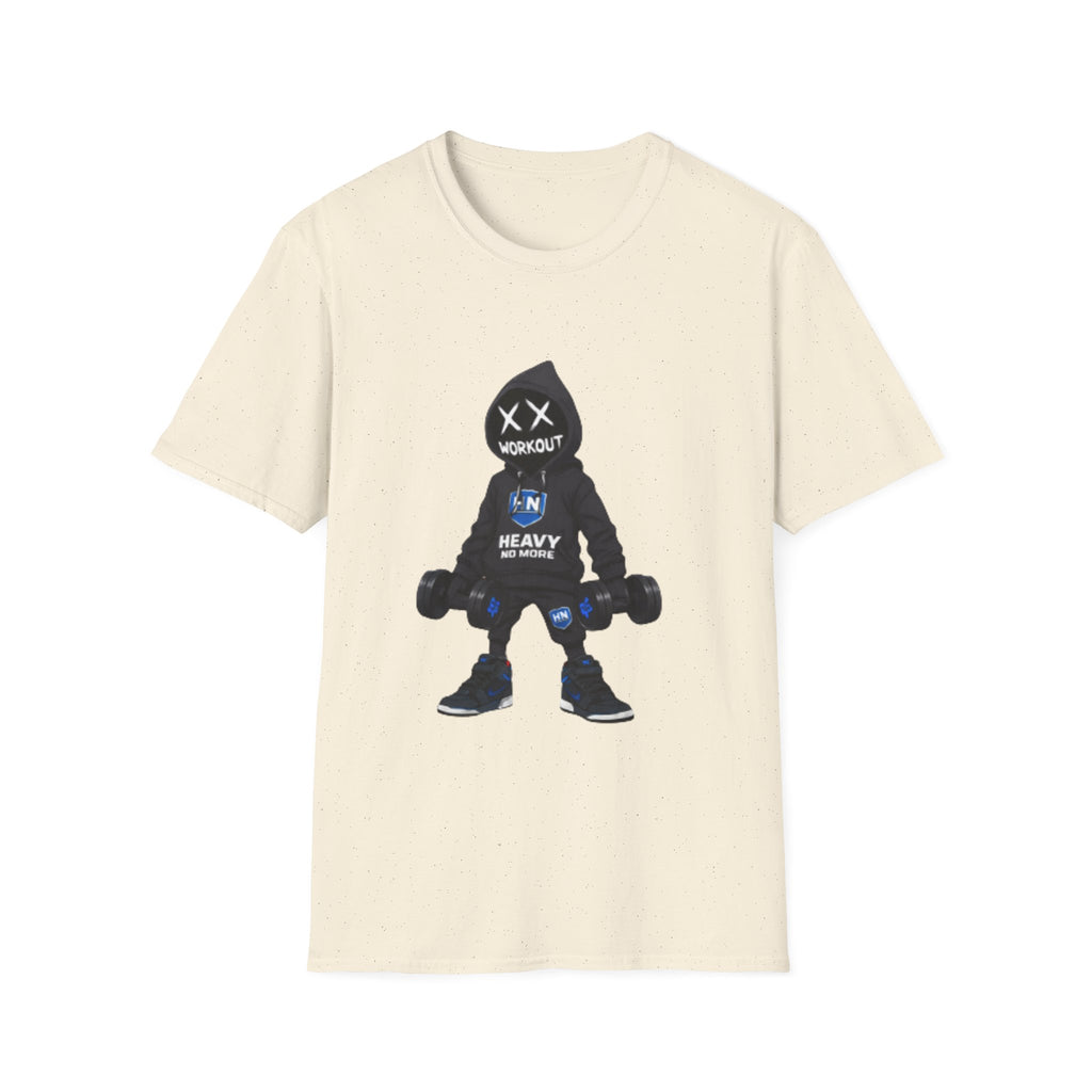 Workout Heavy Tee — Dumbbell Hooded Character Fitness T-Shirt