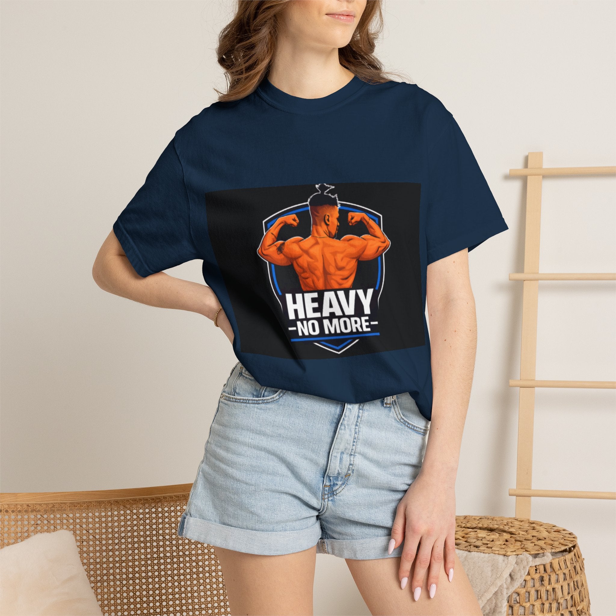Heavy No More Fitness T-Shirt — Muscle Back Graphic Tee