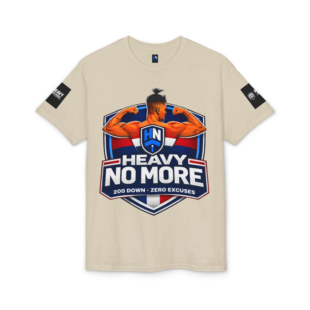 Heavy No More T-Shirt — '200 Down • Zero Excuses' Fitness Tee