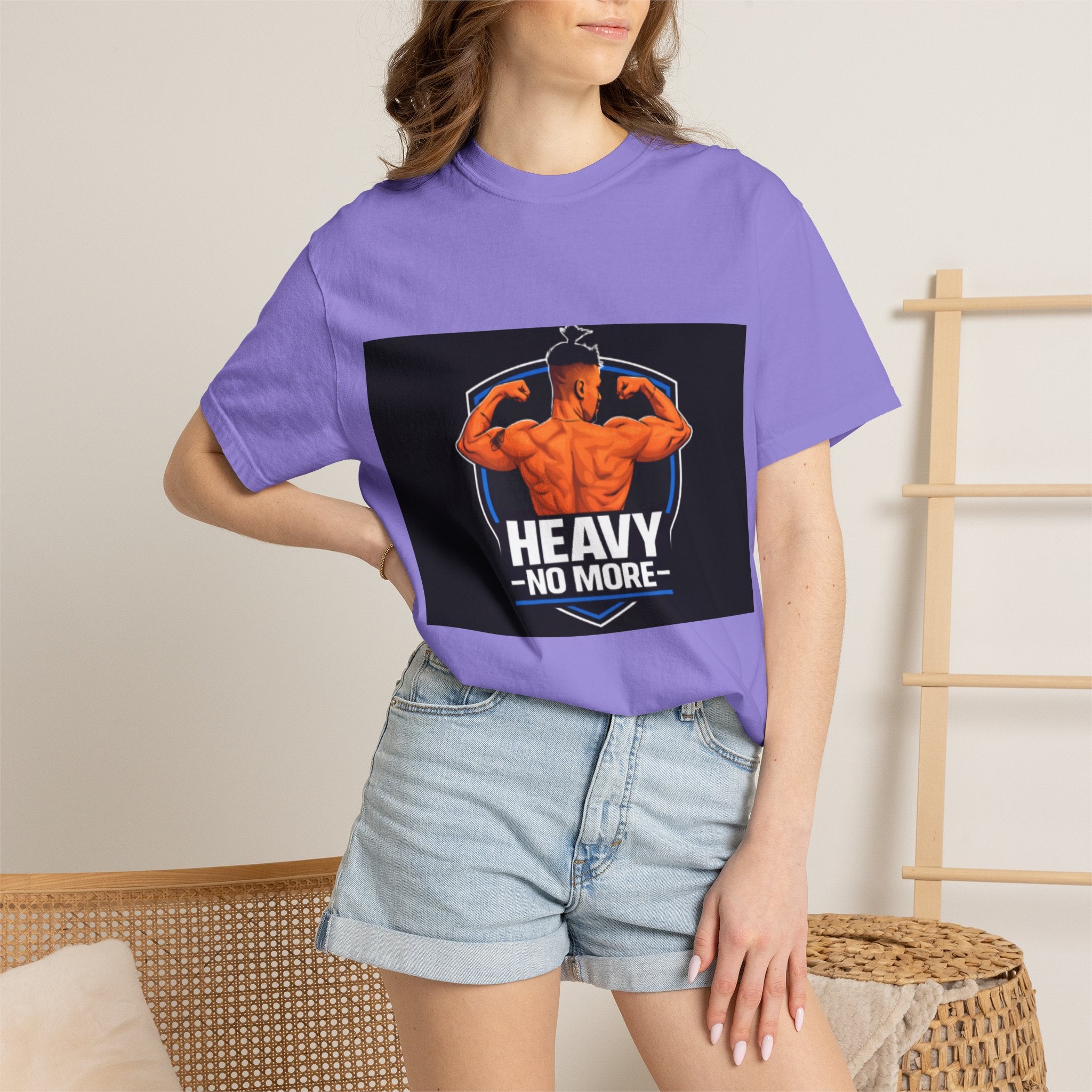 Heavy No More Fitness T-Shirt — Muscle Back Graphic Tee