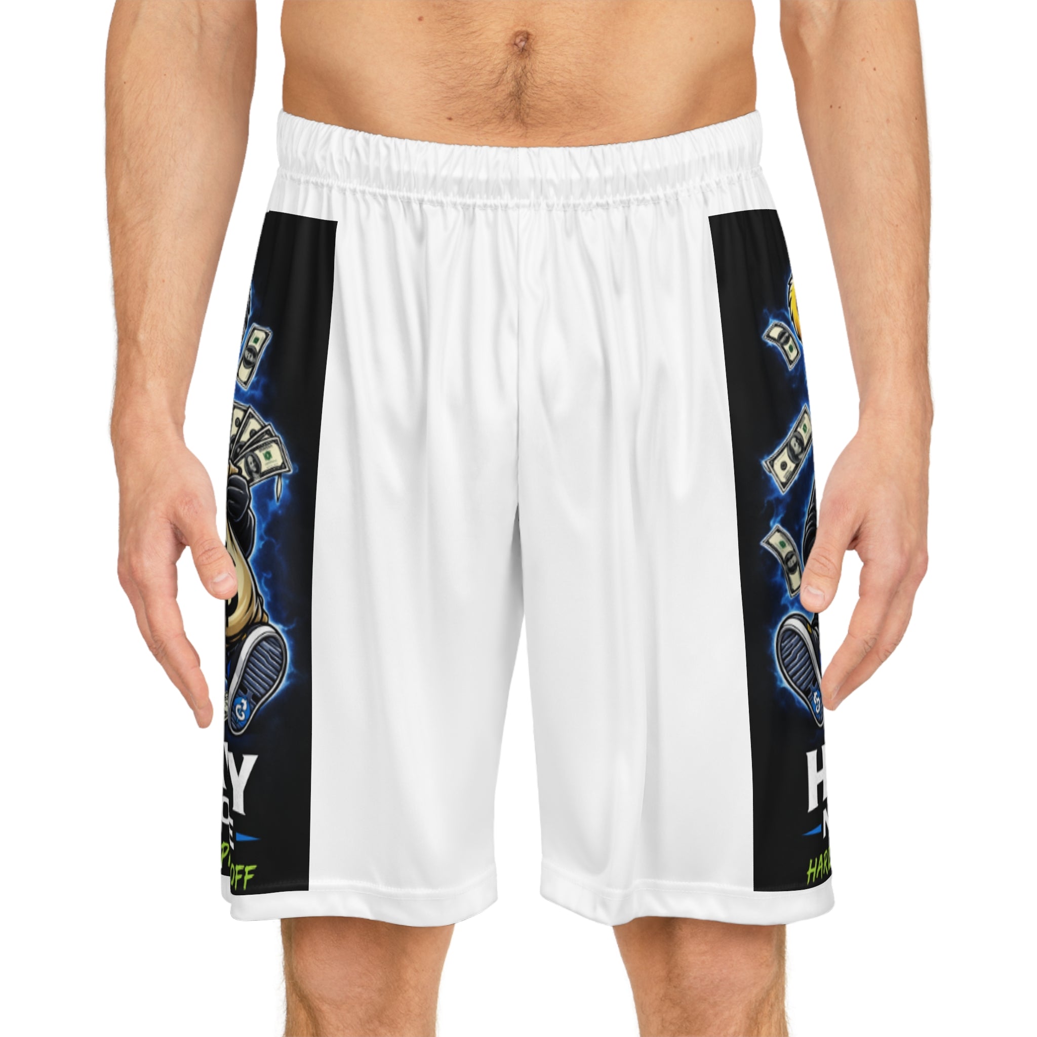 Basketball Shorts — 'Heavy Not More' Money Bear Graphic AOP Athletic Shorts