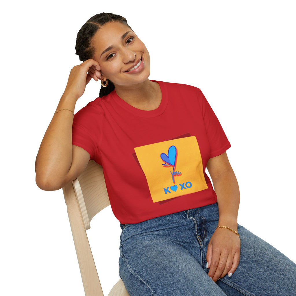 Kiss & Hugs Heart Graphic T-Shirt — K O XO Colorblock Design