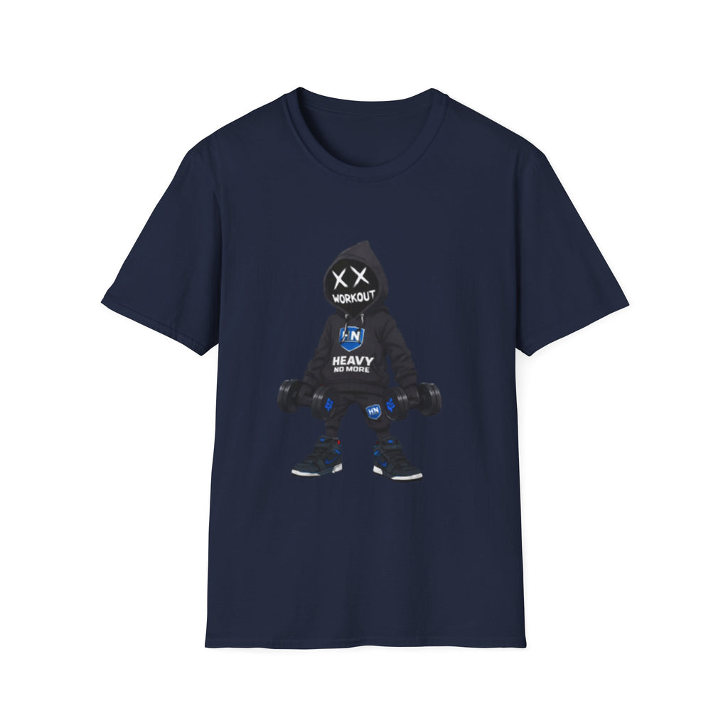 Workout Heavy Tee — Dumbbell Hooded Character Fitness T-Shirt