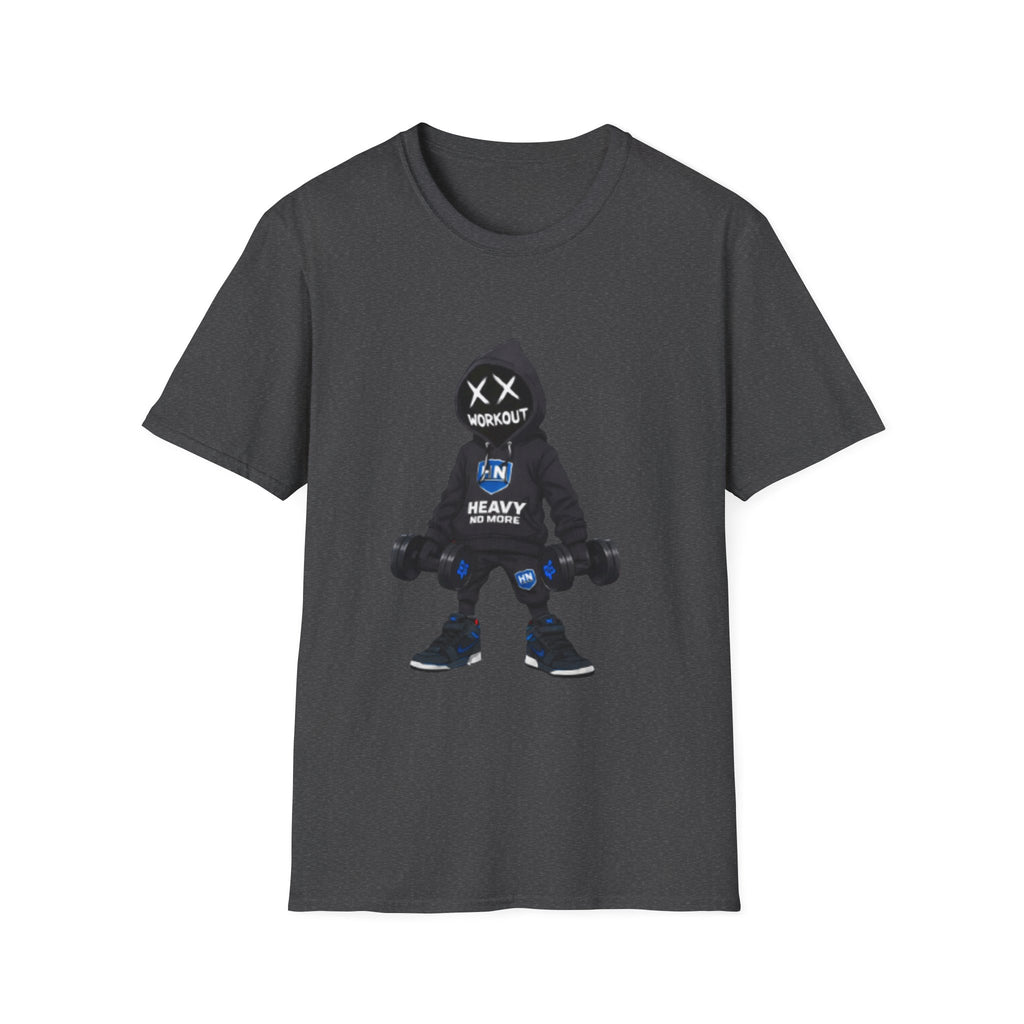 Workout Heavy Tee — Dumbbell Hooded Character Fitness T-Shirt